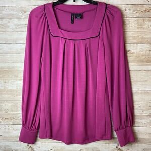 New Directions Womens Magenta Heavy Gathered Swing Trapeze Blouse Large